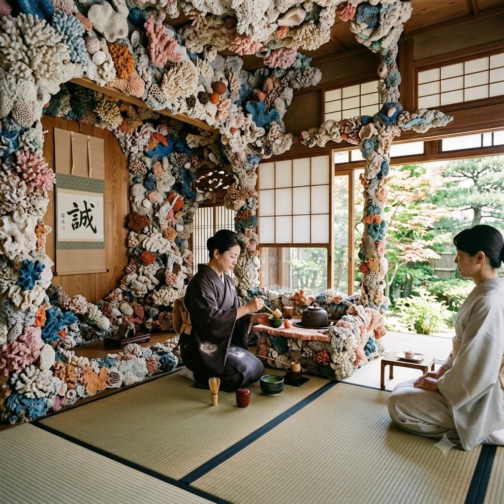珊瑚礁の茶道空間