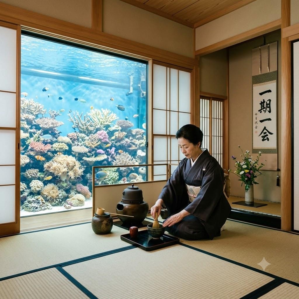 珊瑚礁の茶道空間