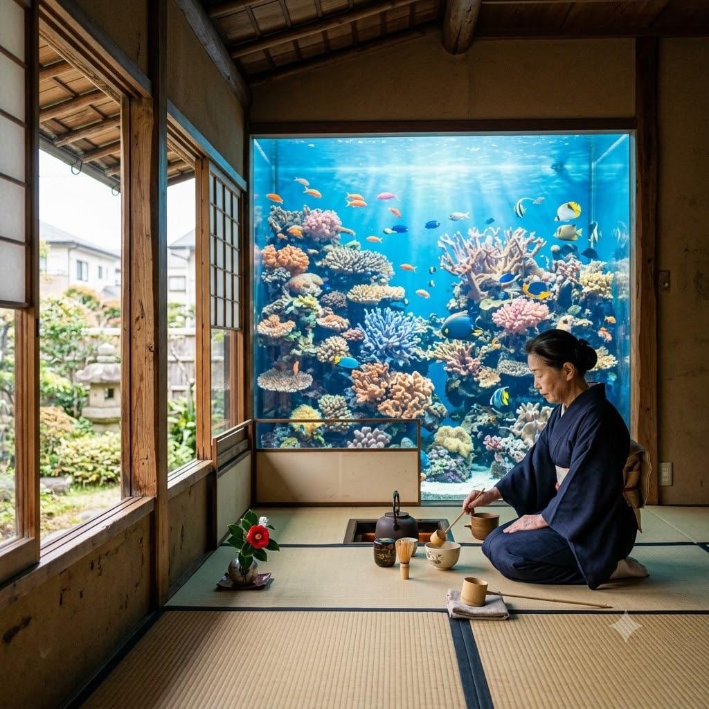 珊瑚礁の茶道空間