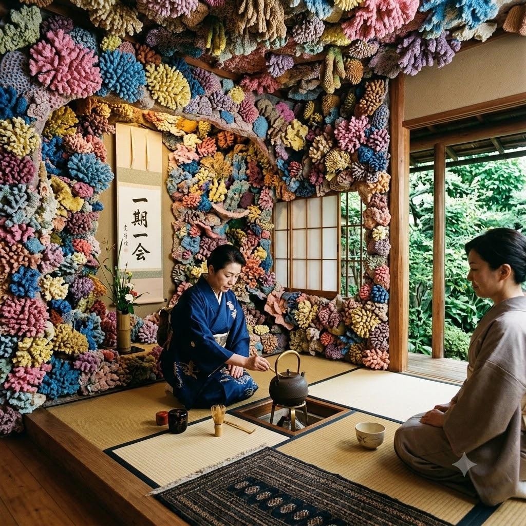 珊瑚礁の茶道空間