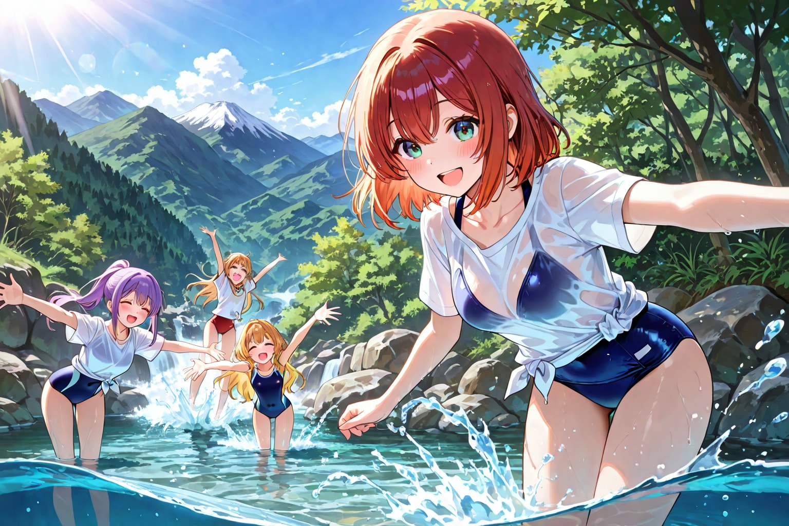 playing in the river
