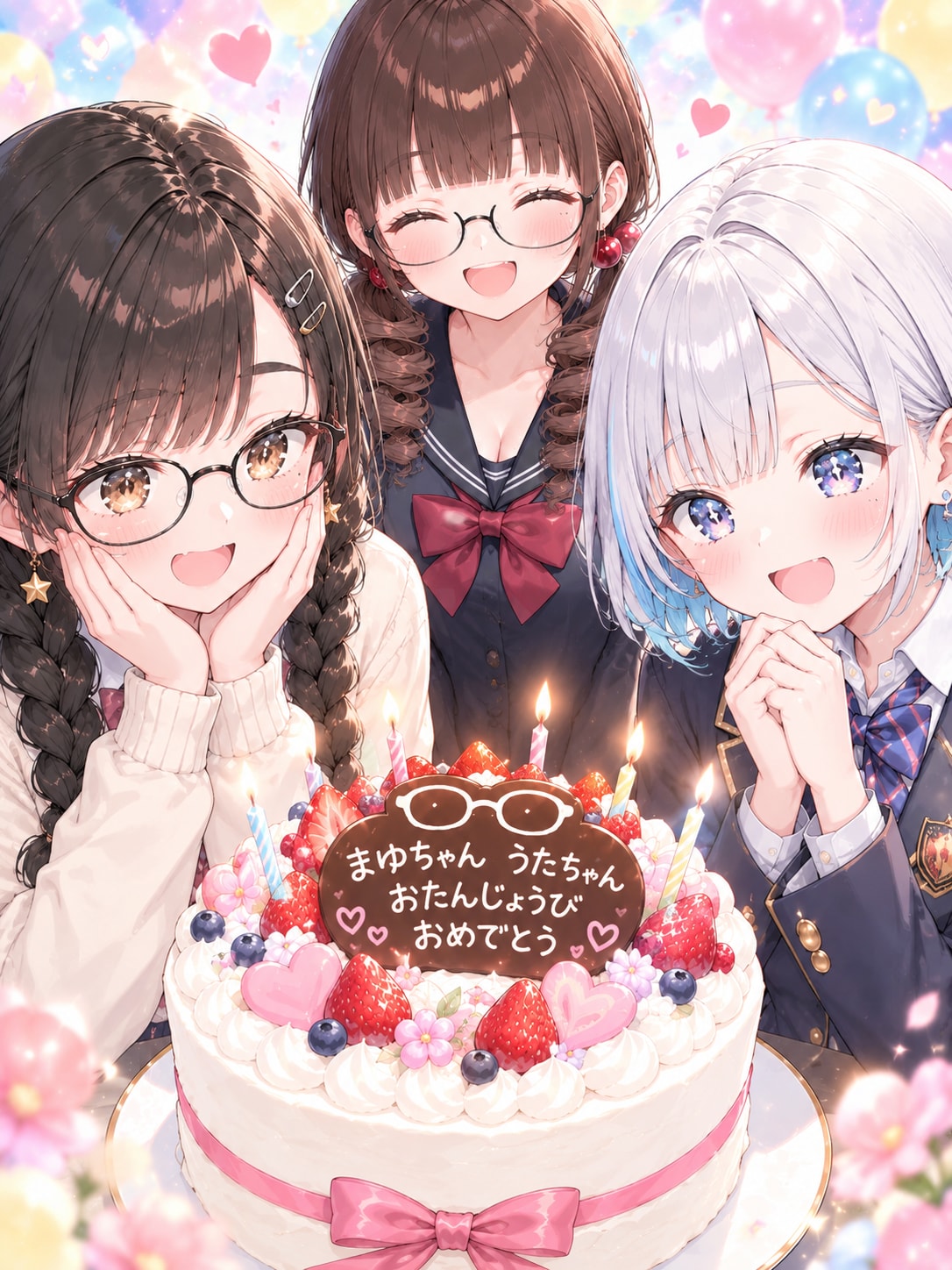 茉由ちゃん吟ちゃんお誕生日おめでとうございます♪ | の人気AIイラスト・グラビア