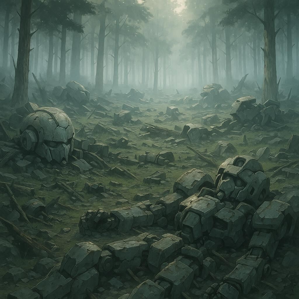 こちらは昨日と同じのをダリのプロ４で生成したヤツ、全部同じ感じの色に荒廃しているとなればボンペイ辺りの