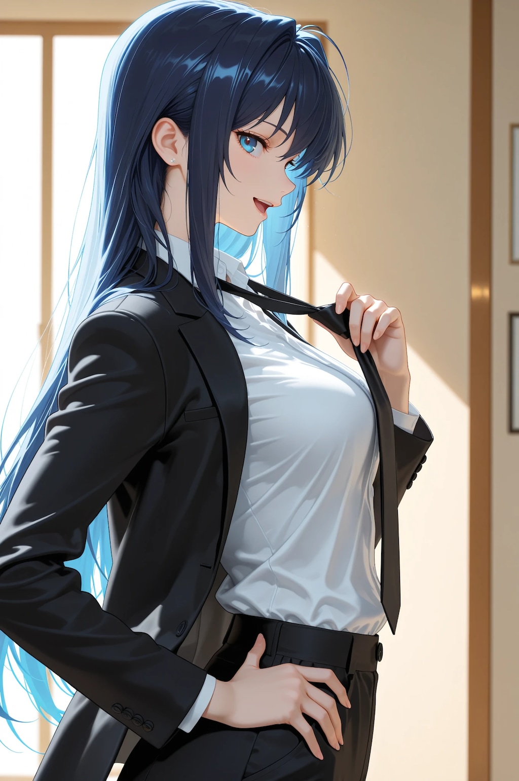 着慣れないスーツ_桐ケ谷玲美