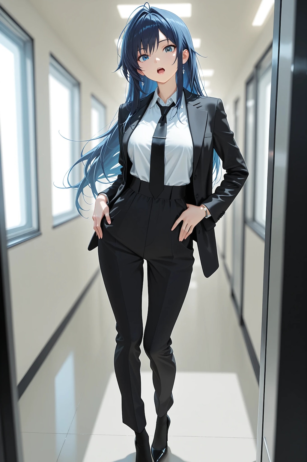 着慣れないスーツ_桐ケ谷玲美