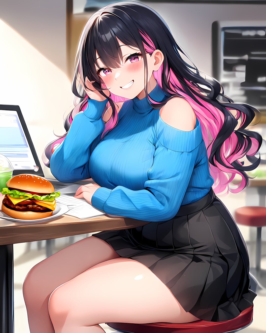 🍔キャンパスの特等席でランチタイム💙
