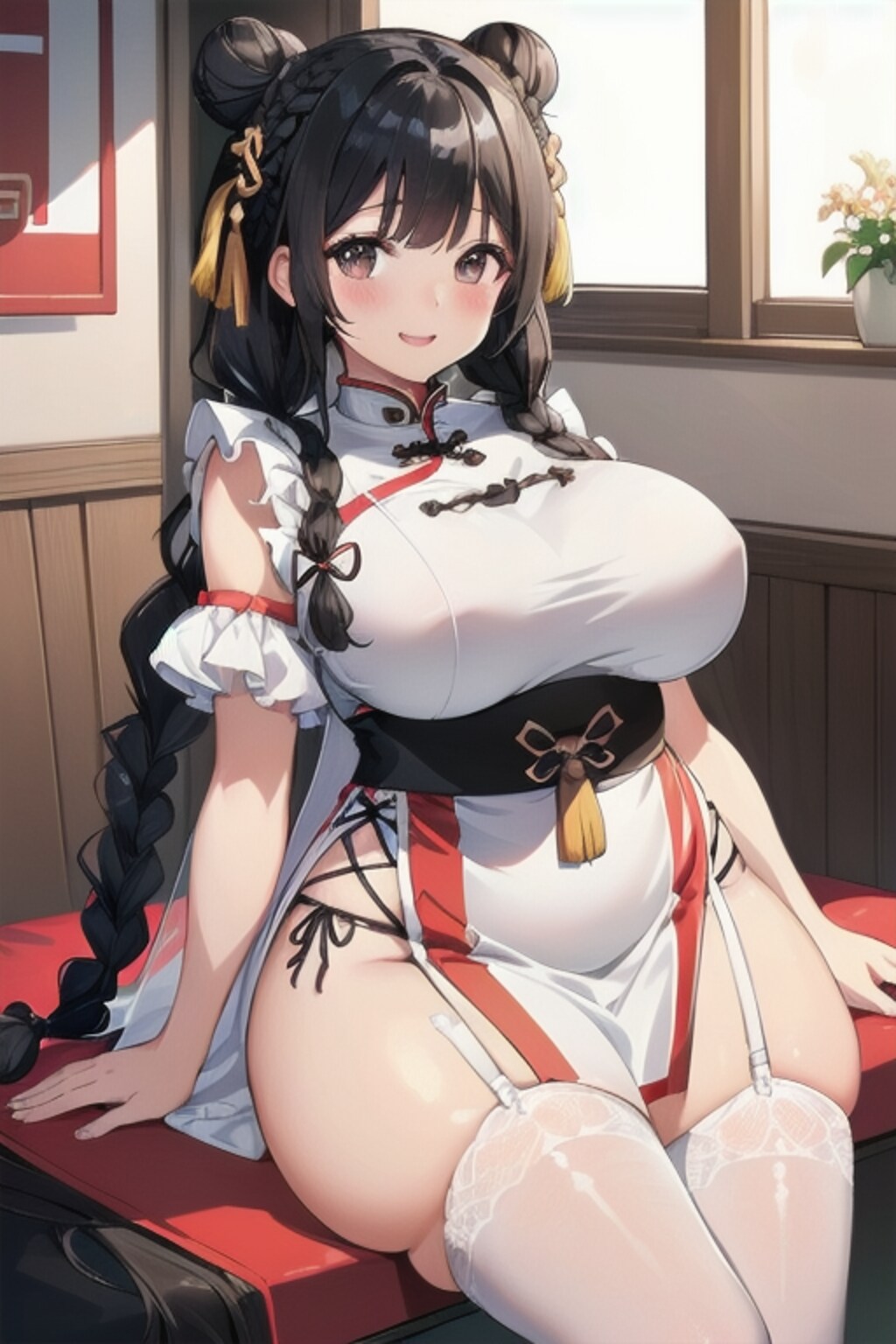 むちむち白チャイナさん　　「何か？　え？わたしは姉よ。双子ね。でも髪黒いからすぐわかるよ。」