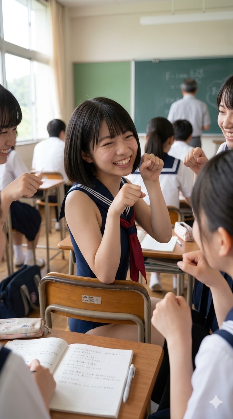 スク水×赤リボン×無敵のスマイルゴロにゃんポーズに、僕のハートが完全に撃ち抜かれた件！！💦✨