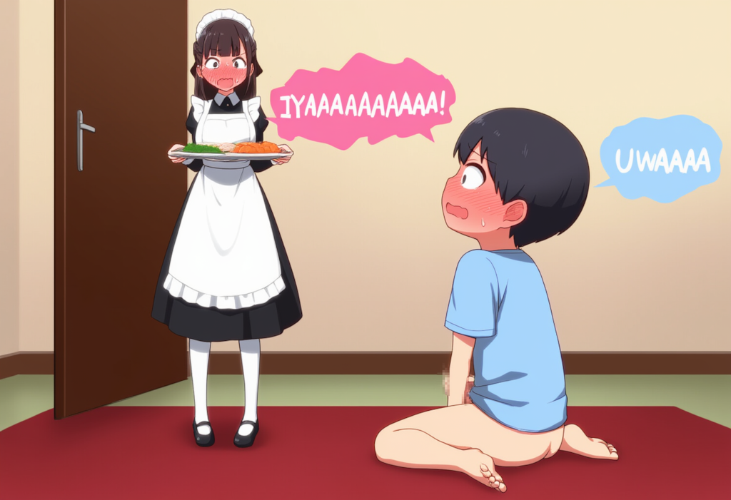 坊ちゃんのマスターベーションを目撃してしまったメイド