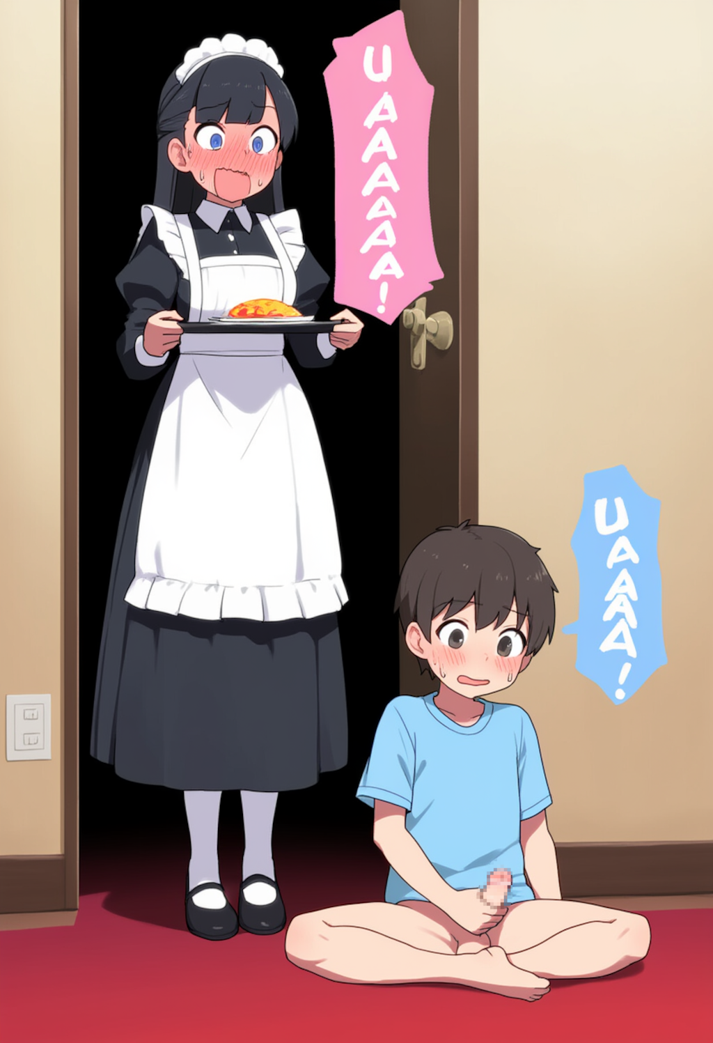 坊ちゃんのマスターベーションを目撃してしまったメイド