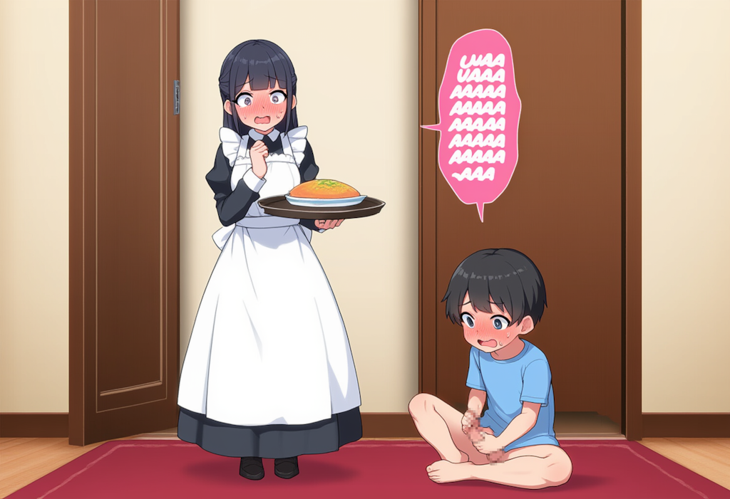 坊ちゃんのマスターベーションを目撃してしまったメイド