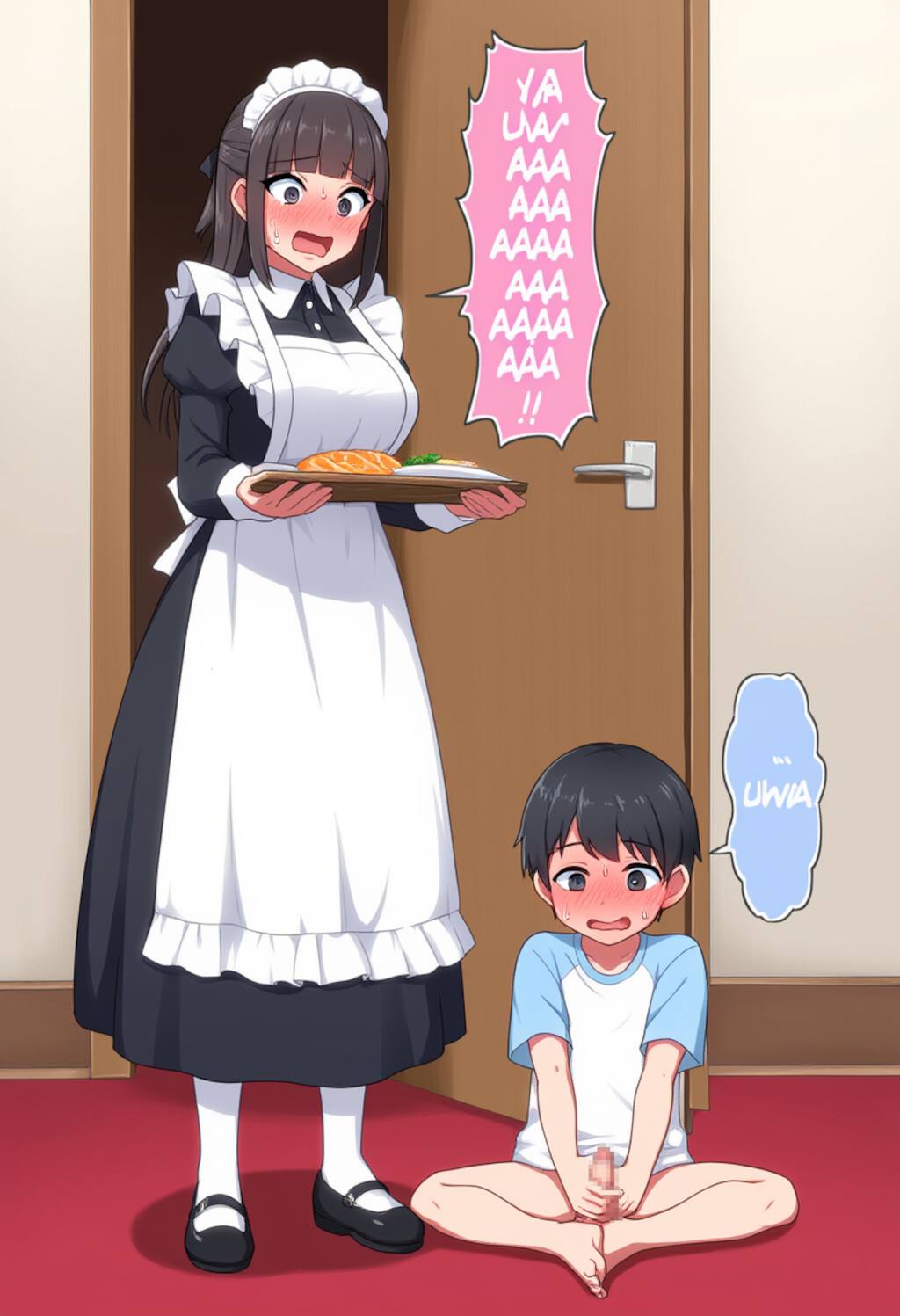 坊ちゃんのマスターベーションを目撃してしまったメイド