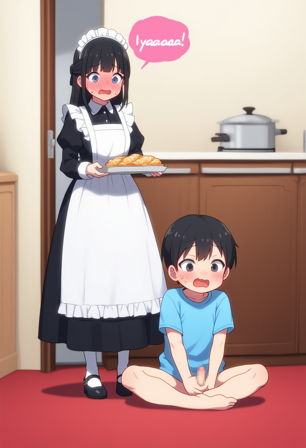 坊ちゃんのマスターベーションを目撃してしまったメイド