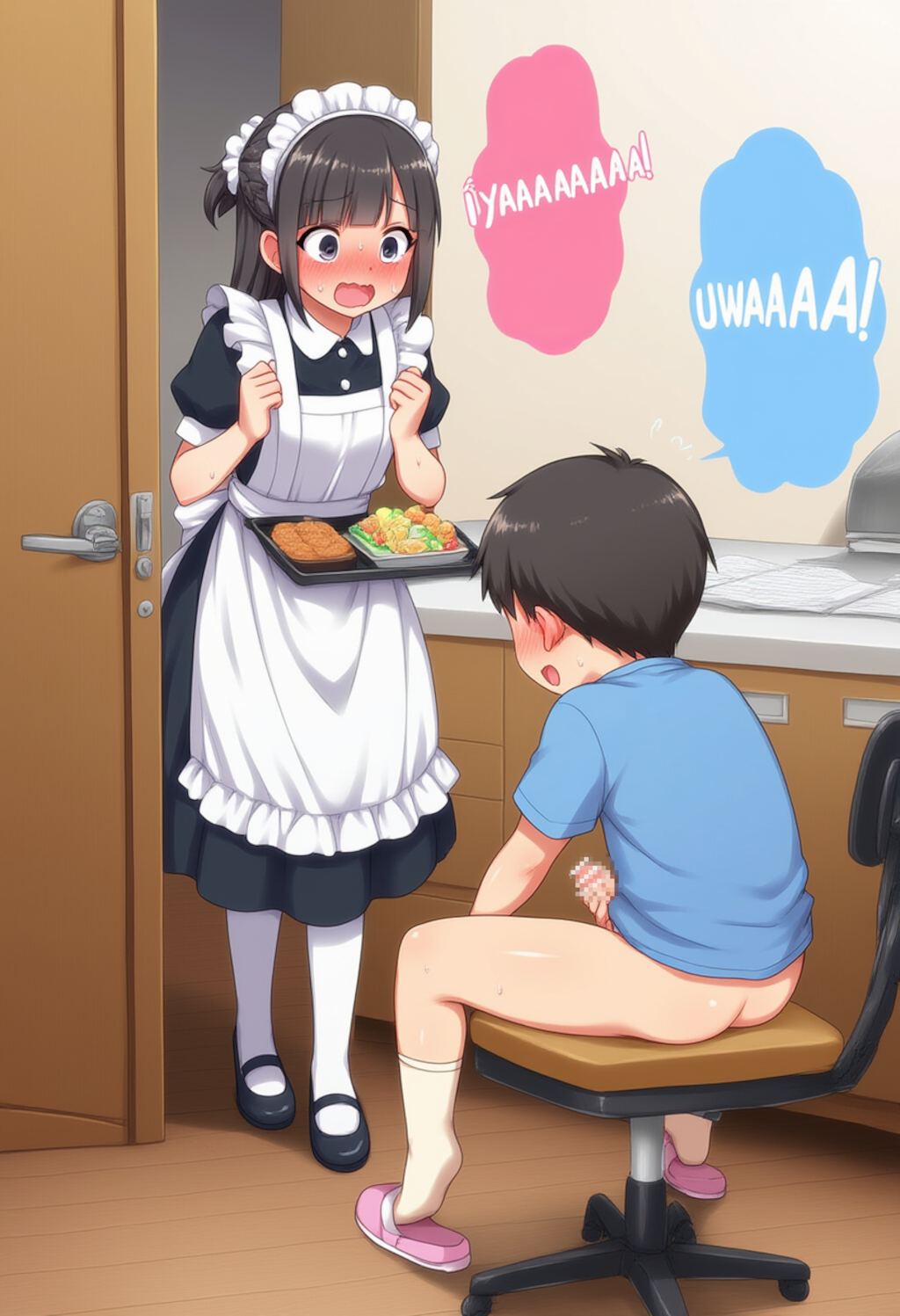 坊ちゃんのマスターベーションを目撃してしまったメイド