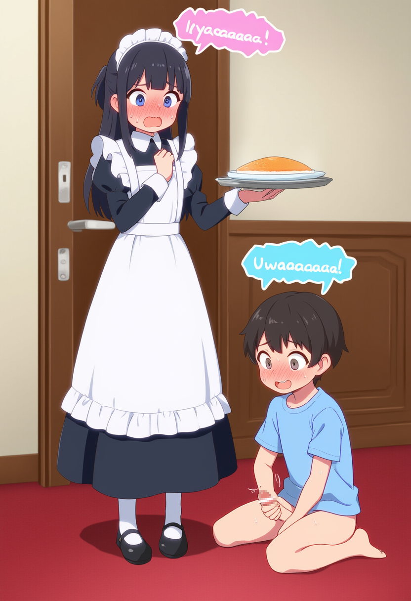 坊ちゃんのマスターベーションを目撃してしまったメイド