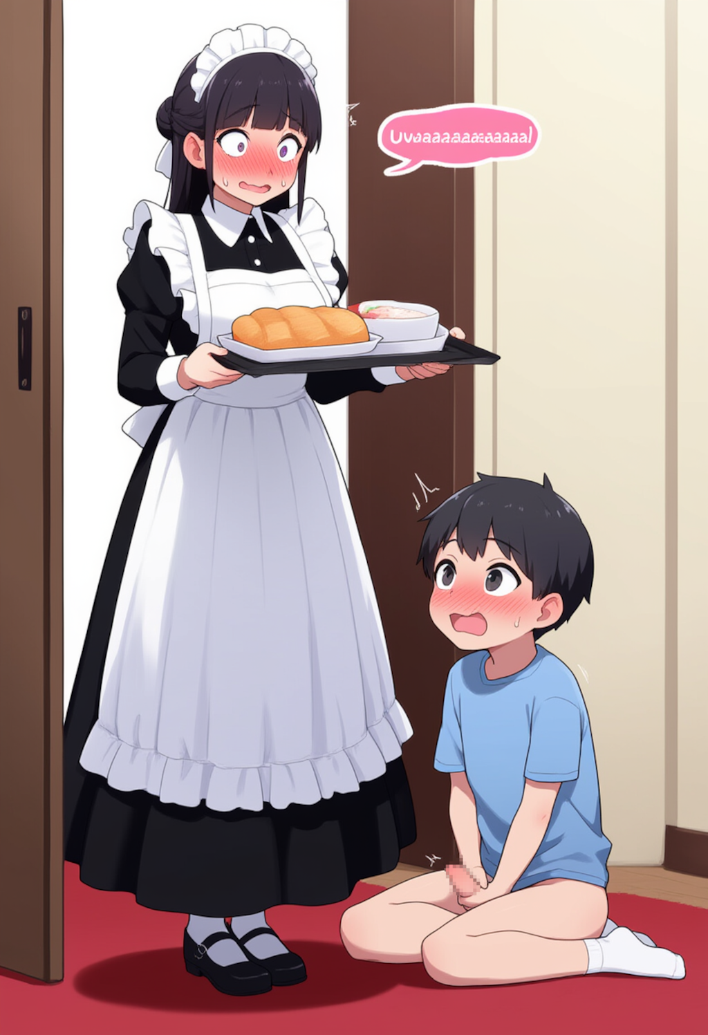 坊ちゃんのマスターベーションを目撃してしまったメイド