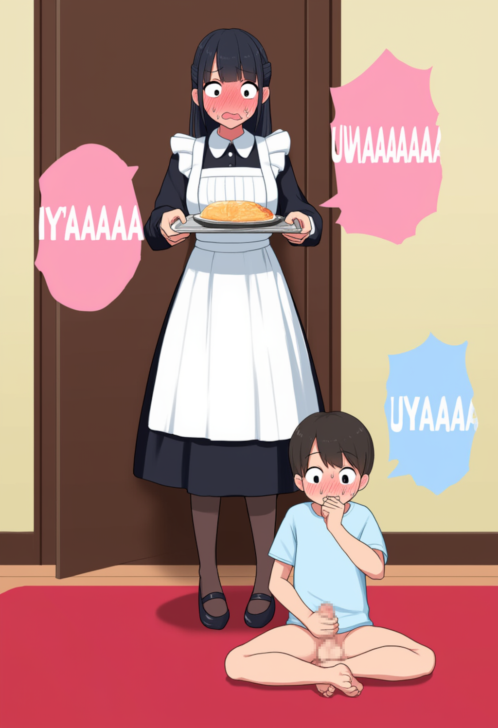 坊ちゃんのマスターベーションを目撃してしまったメイド