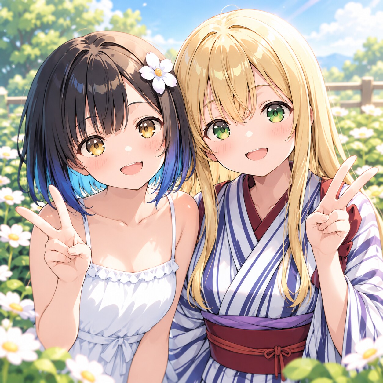 2人でおはピース✌️ | の人気AIイラスト・グラビア