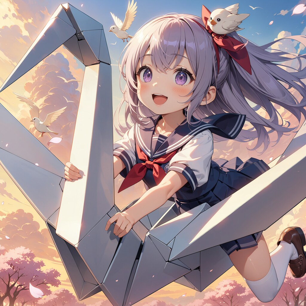 折り鶴に乗る