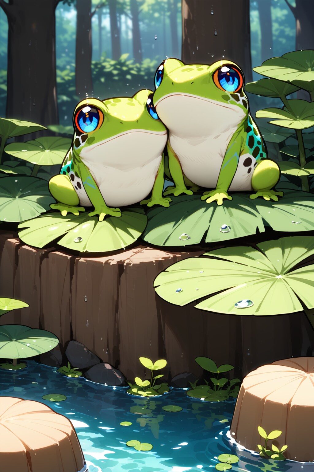 寄りそう雨蛙 | の人気AIイラスト・グラビア