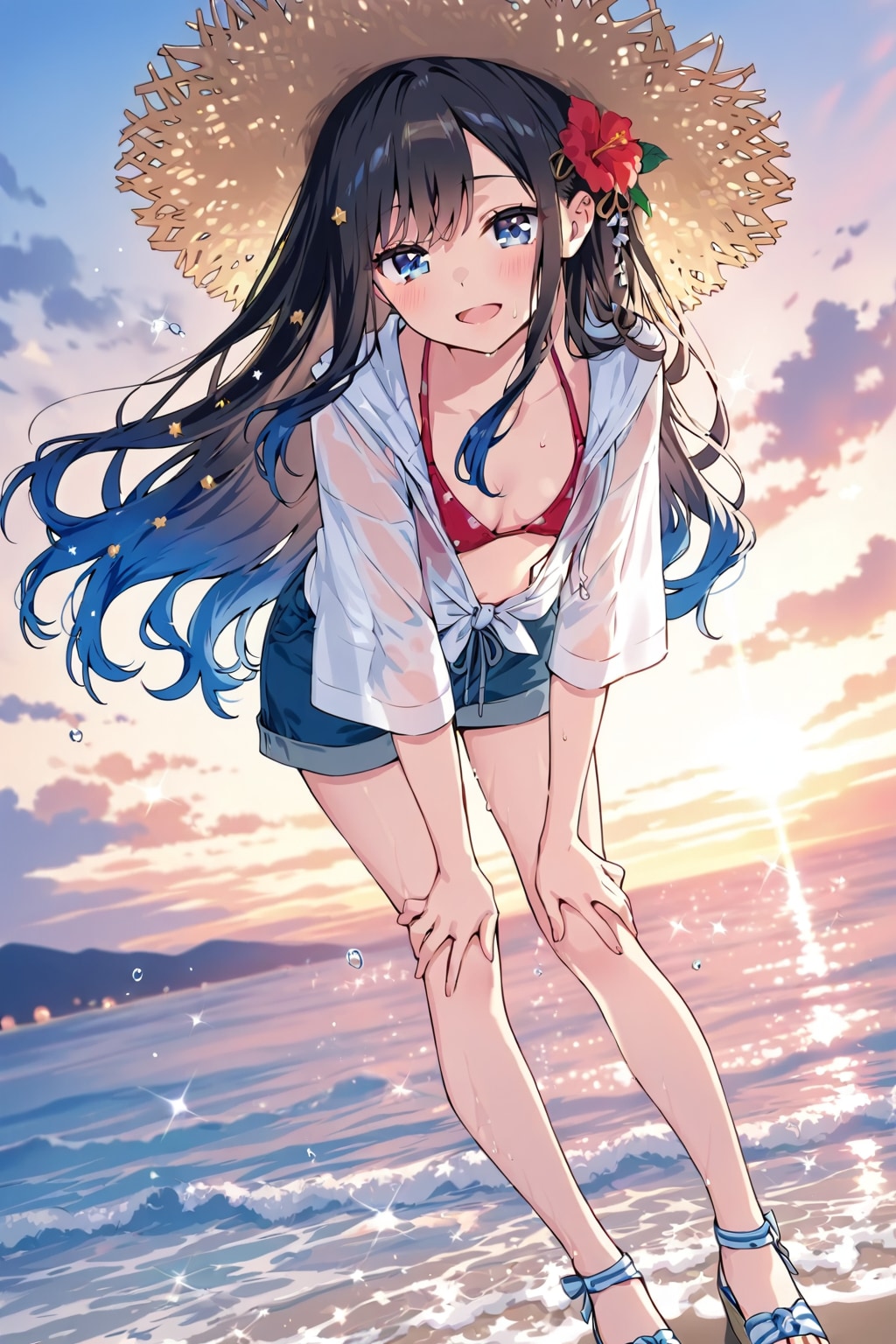 水着の上に着ています