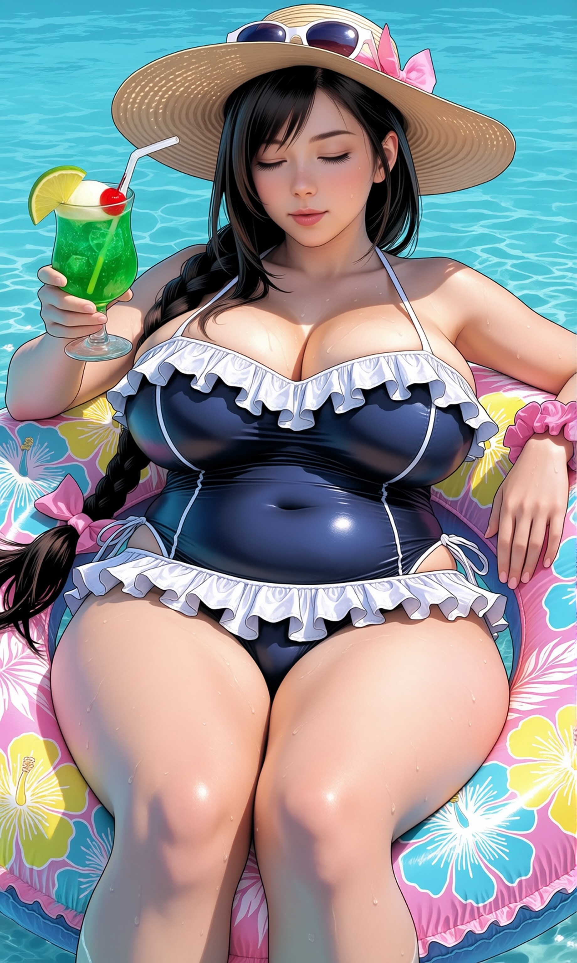 【夏なので水着】暑いのでメロンソーダ