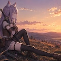 夕日に染まる冒険者。『･･････お腹、空いた』シオン（猫獣人） 2枚目