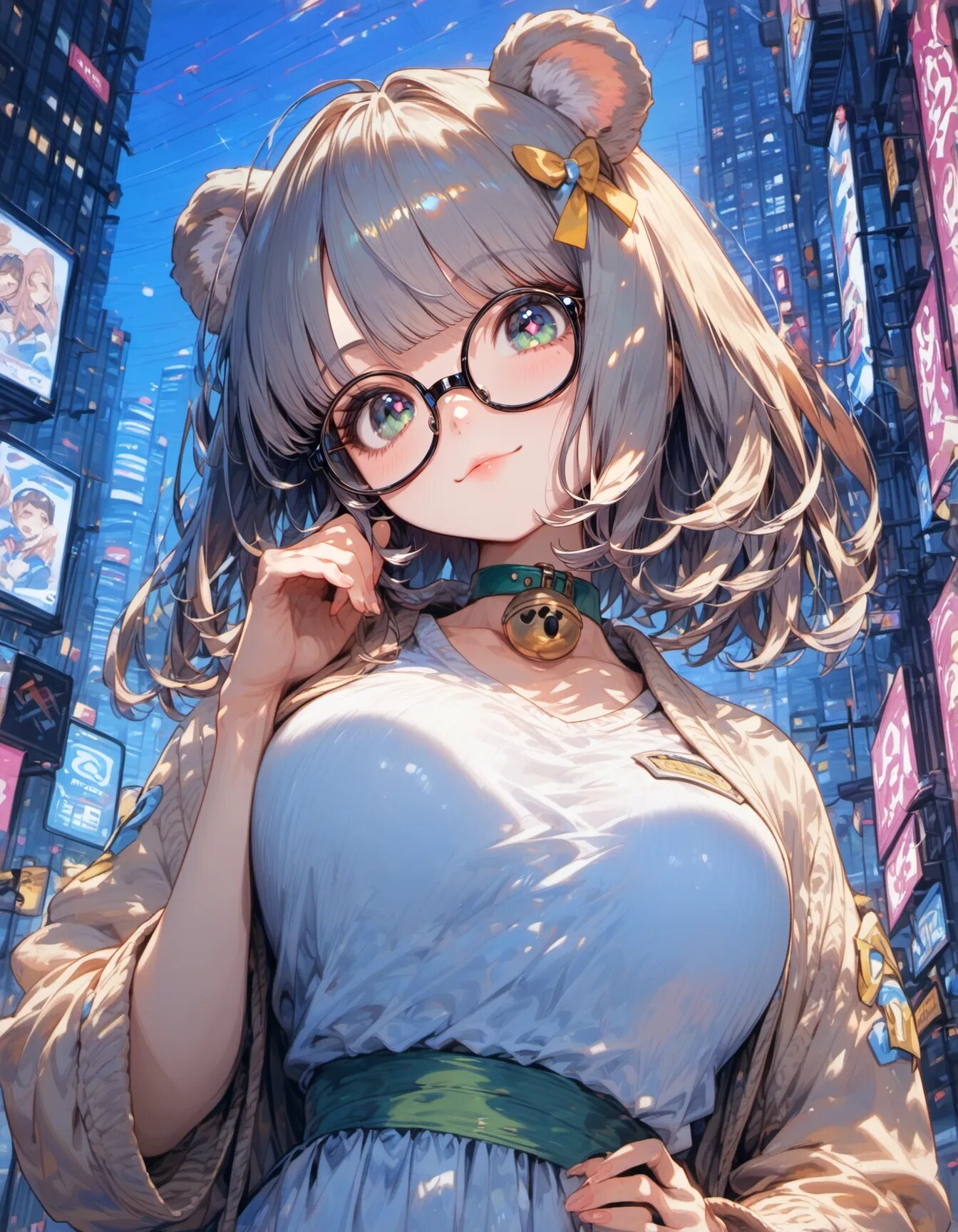 Neon Reflections in Quiet Eyes | の人気AIイラスト・グラビア