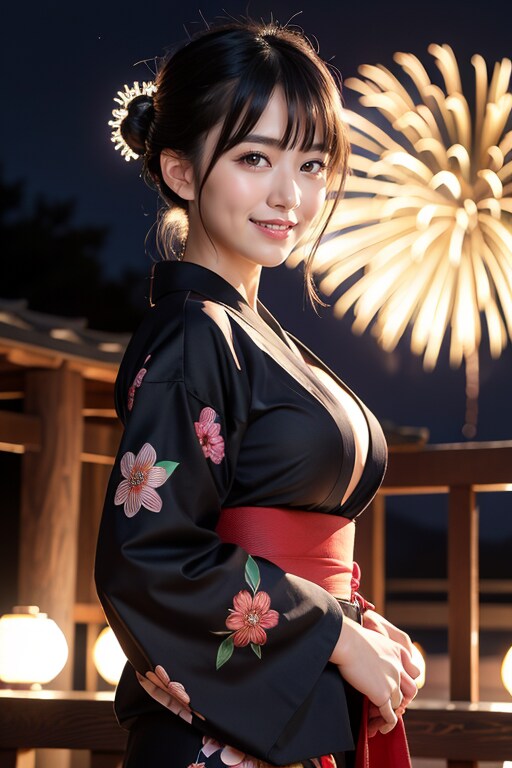 浴衣と花火