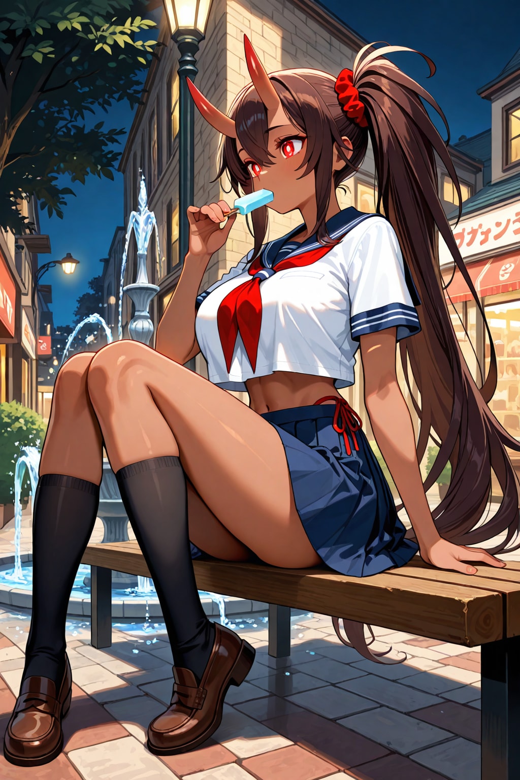 鬼の子、氷を食べる