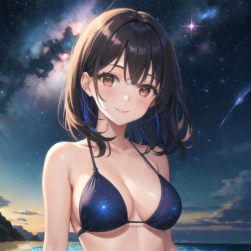 夜空のビーチ