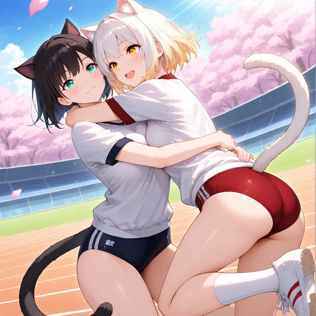 クロちゃん、桜キレイだよぉ〜