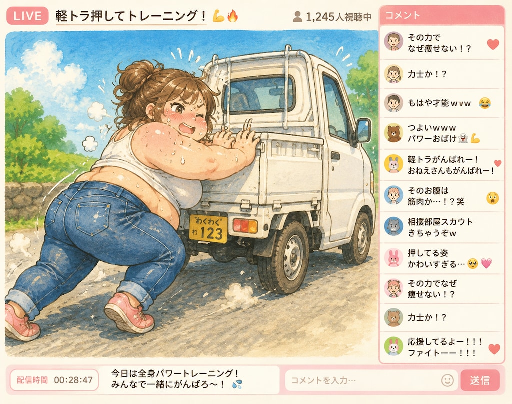 むちむちおねえさんの軽トラトレーニング配信