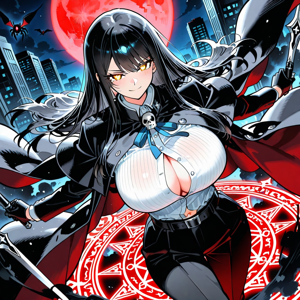 黒髪ロング爆乳魔女 | の人気AIイラスト・グラビア