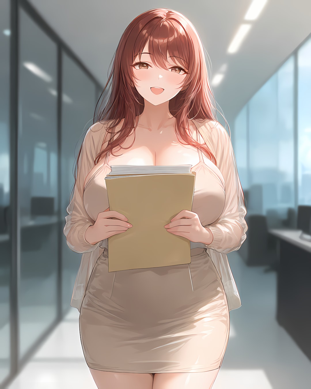 午後の廊下で、内緒の息抜き時間📁✨