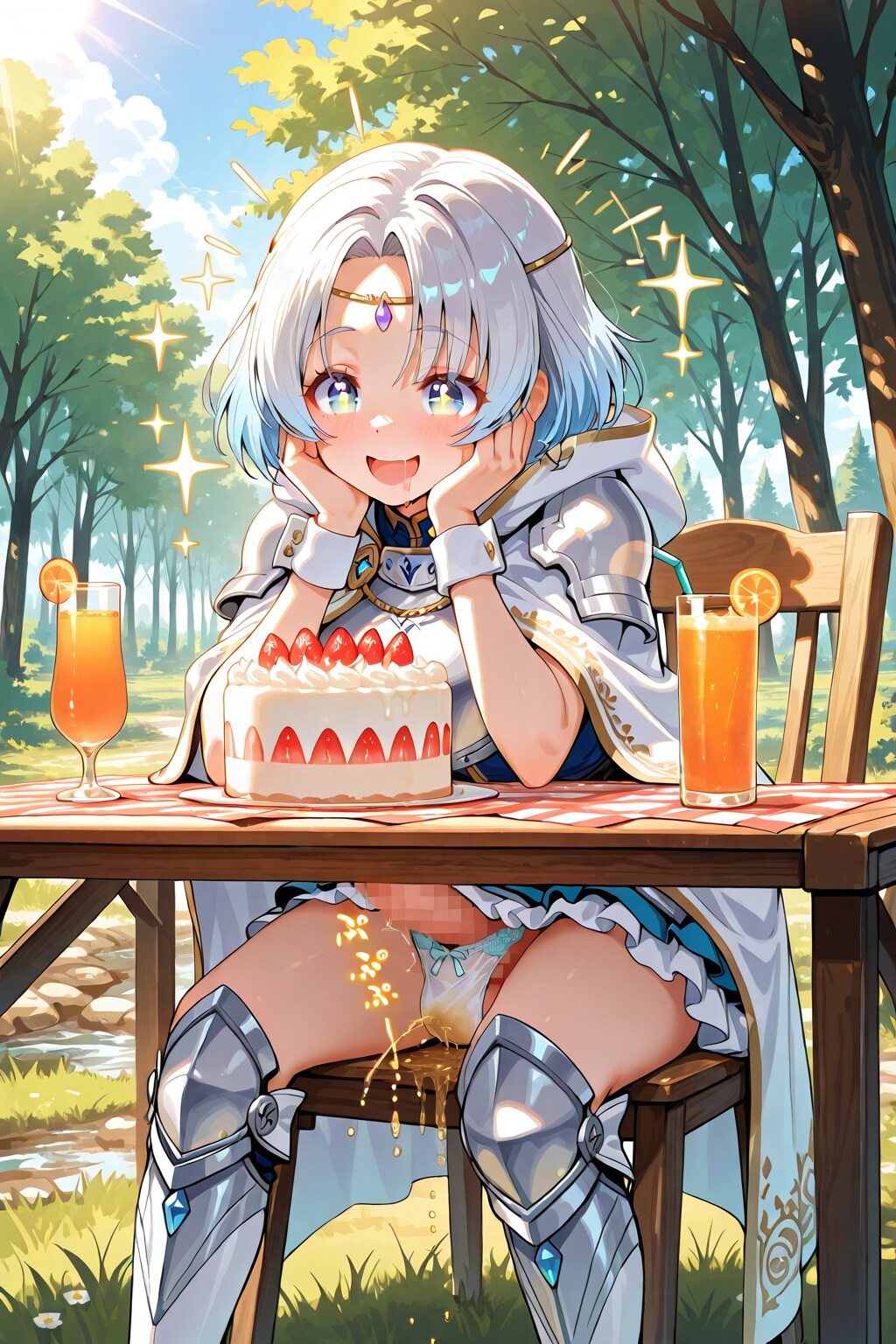 ショートケーキとオレンジジュースで歓喜するフタナリ聖騎士