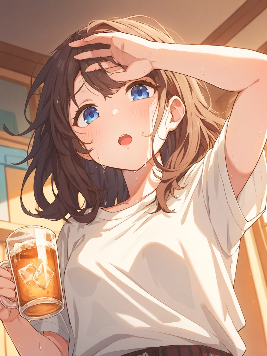 暑さで額に滲む汗