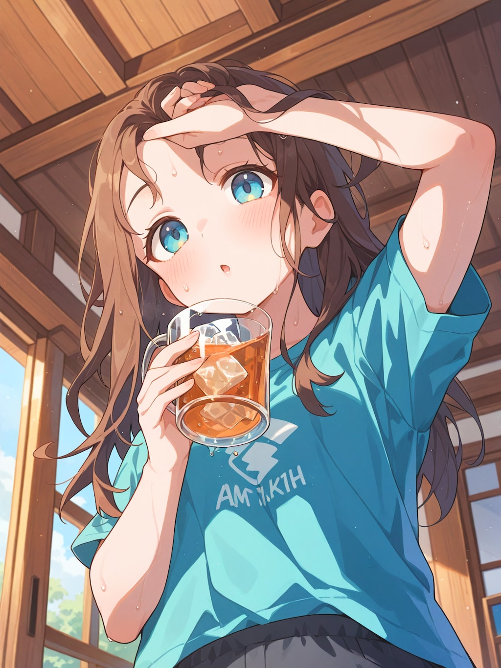 暑さで額に滲む汗