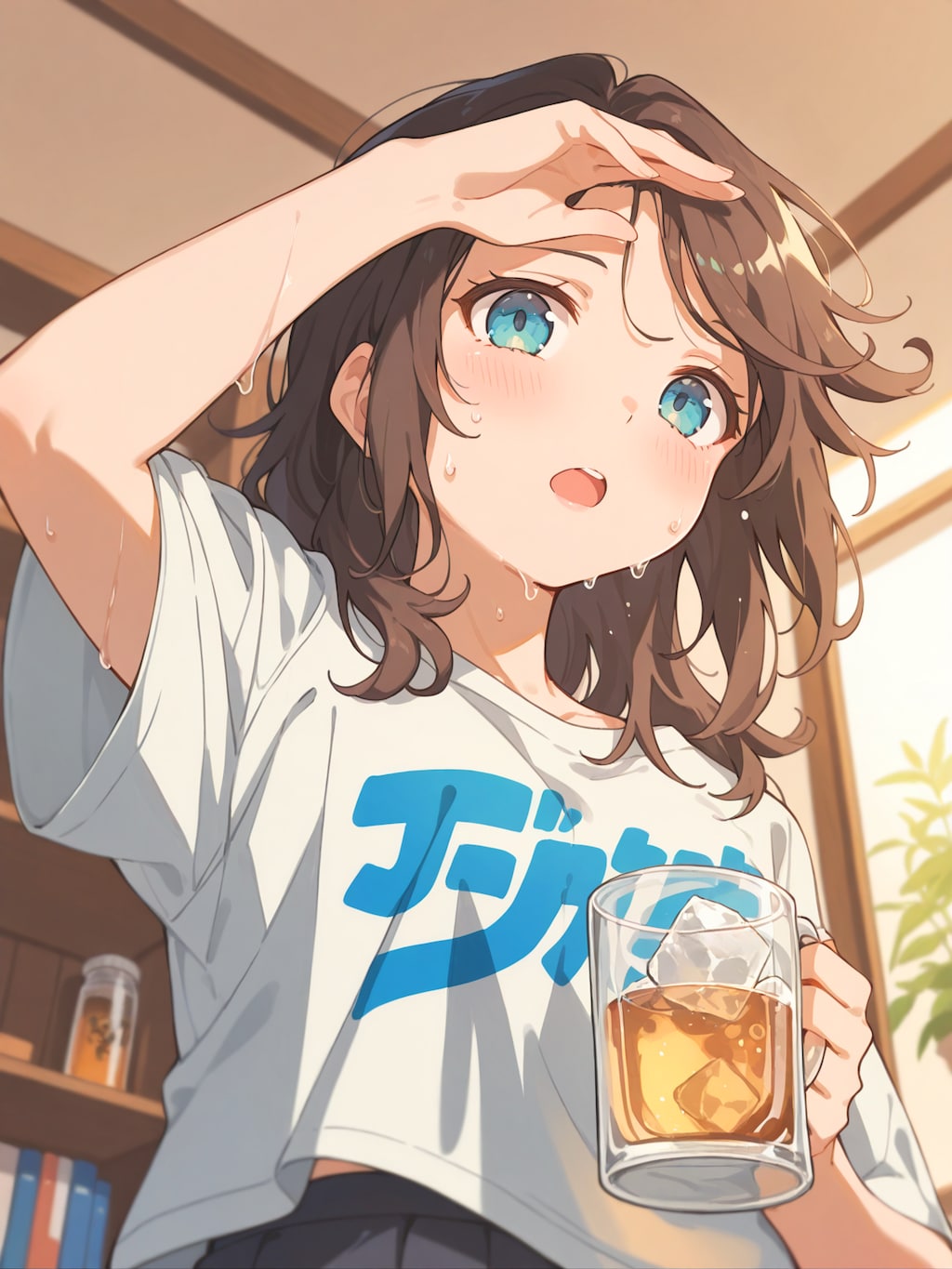暑さで額に滲む汗
