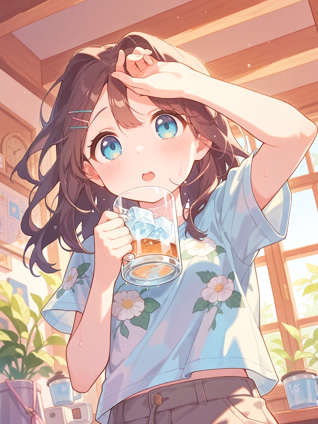 暑さで額に滲む汗