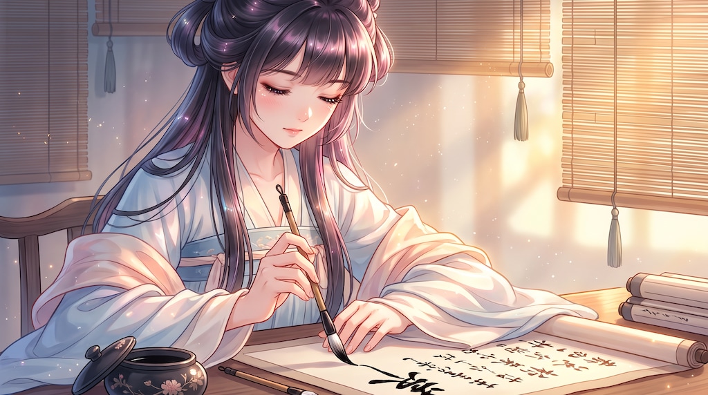 墨韻清晨簾影
