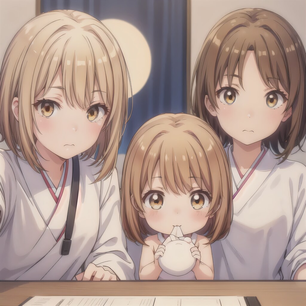 茶髪ボブの三姉妹