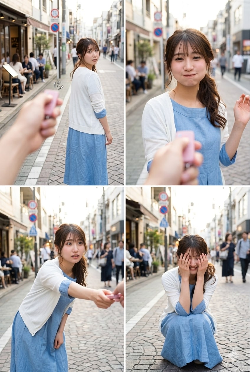 誘う新妻とお散歩