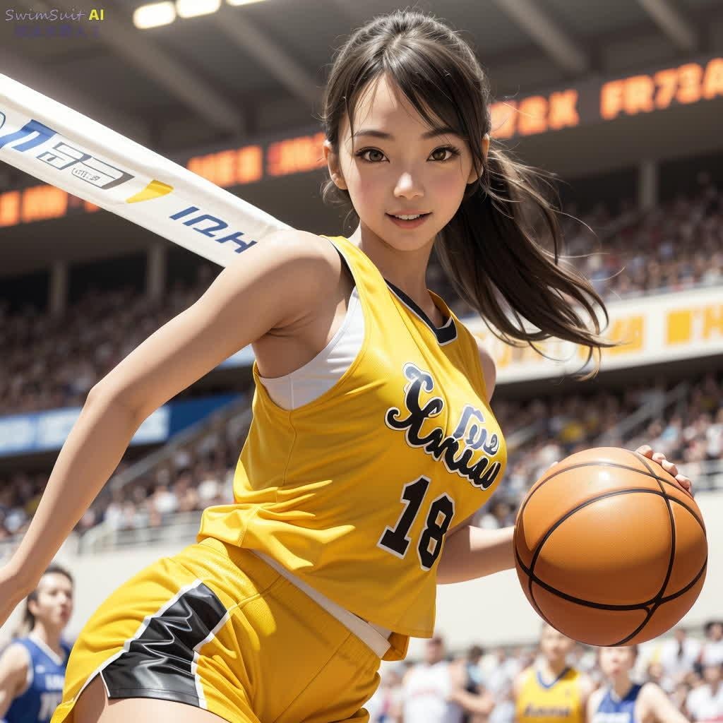 躍動感のあるバスケ女子