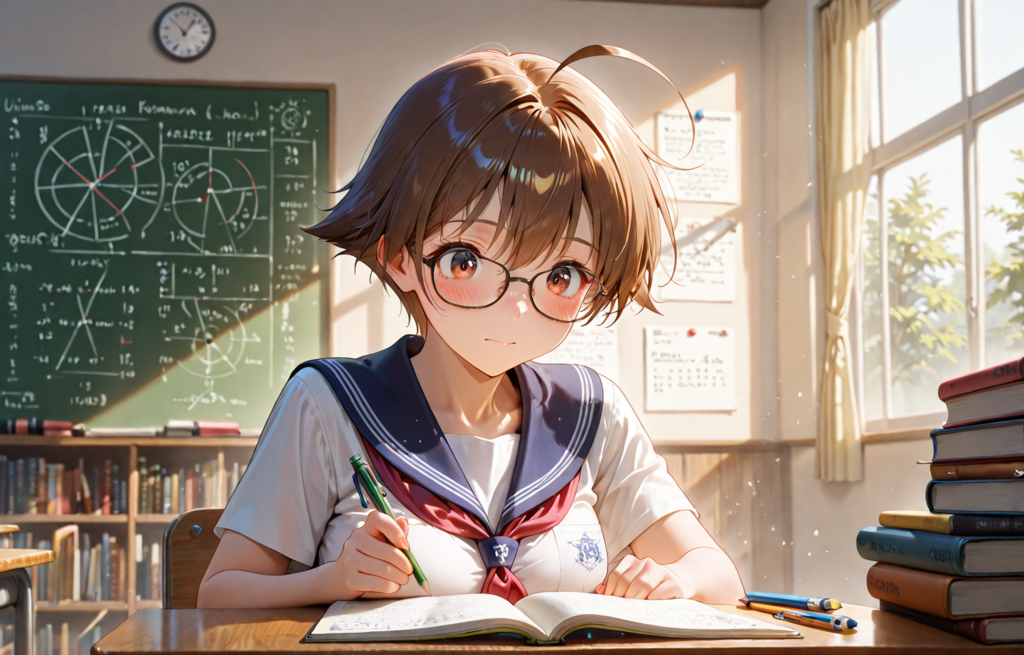 お勉強がんばる川背さん