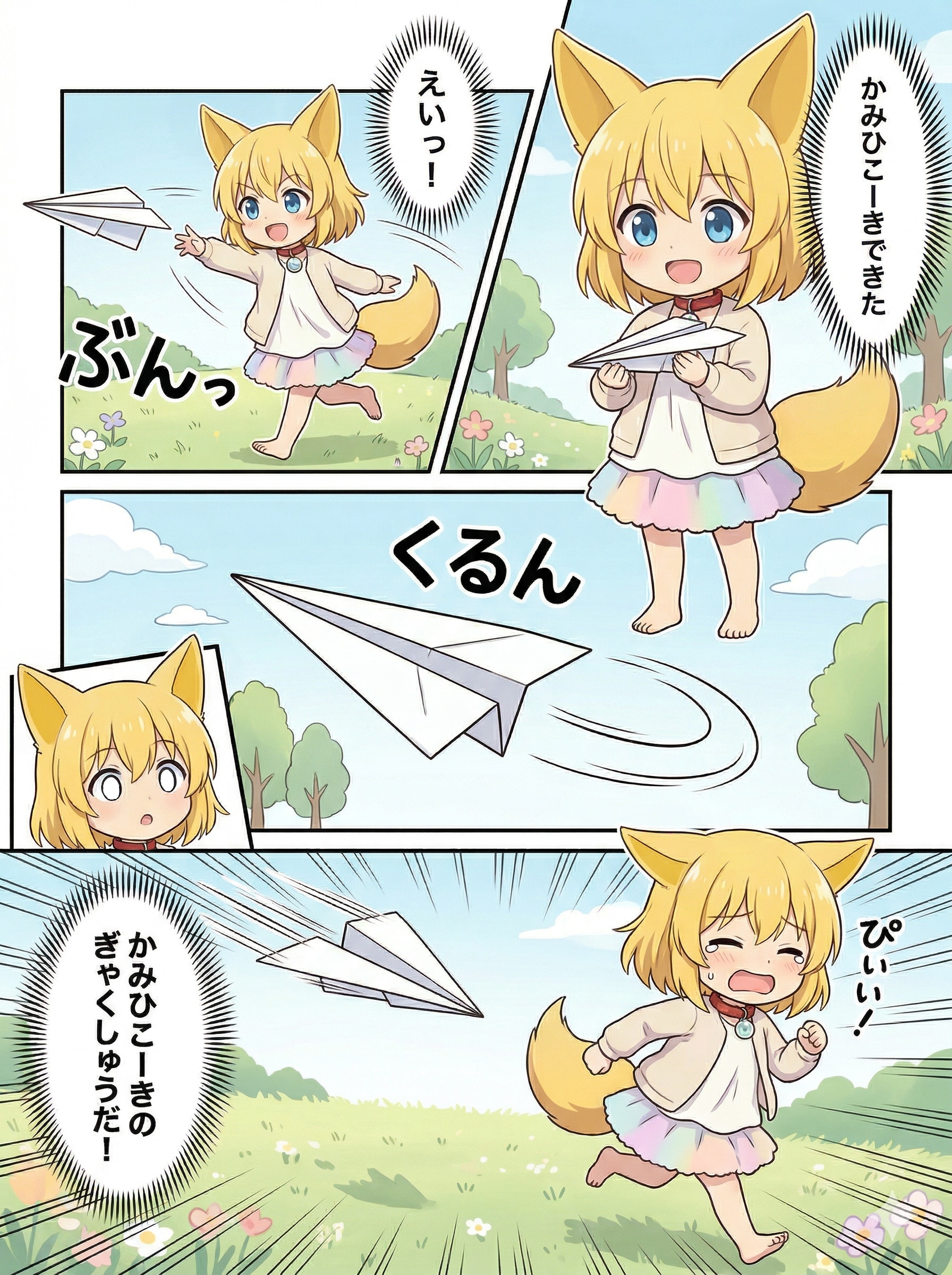 紙飛行機にロックオンされるキツネ | の人気AIイラスト・グラビア