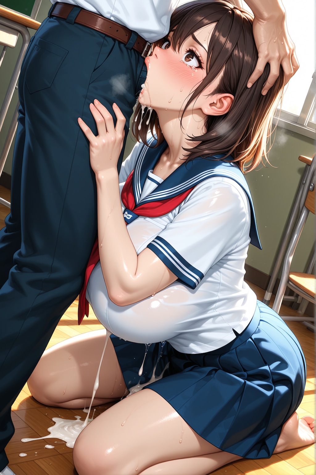 クラス委員長で遊ぶ日々21：LHR　委員長のフェラ(ディープスロート)