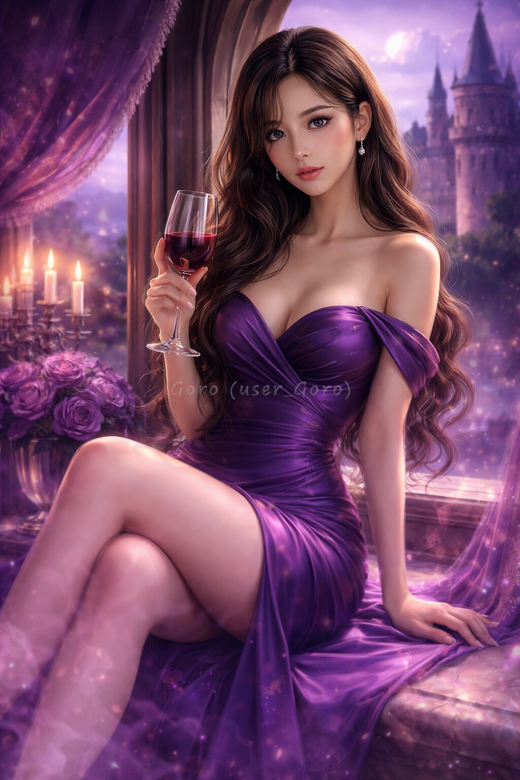 紫色のドレスの印象