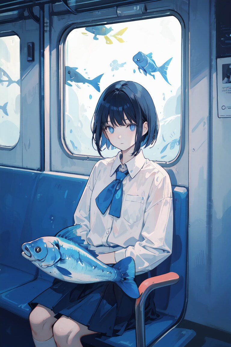 この町は今日も、空いた電車と魚が泳ぐ。