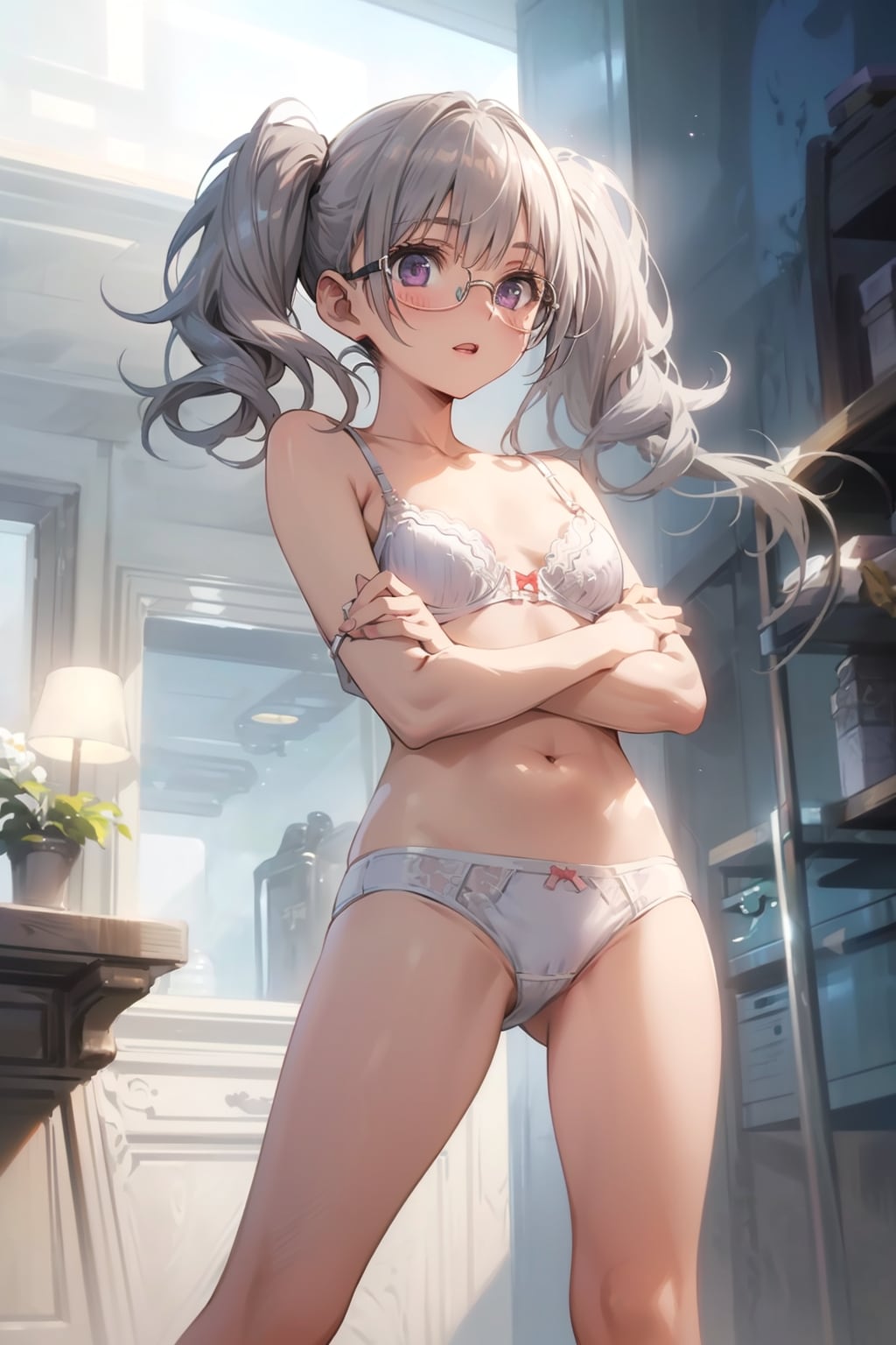 下着の眼鏡っ娘